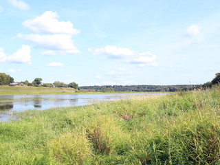 river landscape in autumn on a sunny day