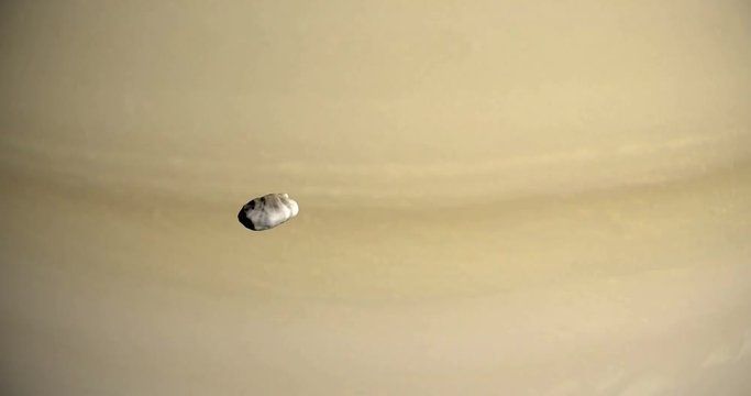 Prometheus, inner satellite of Saturn, orbiting