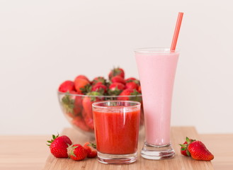 Food. Strawberry, milk cocktail, smoothies