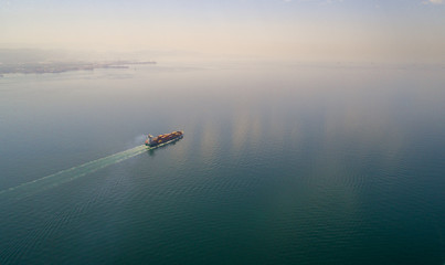 Aerial View Of Cargo Ship