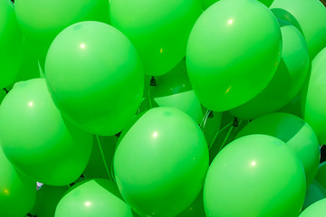 Background of green inflatable balls