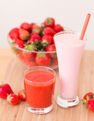 Food. Strawberry, milk cocktail, smoothies