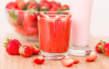 Food. Strawberry, milk cocktail, smoothies