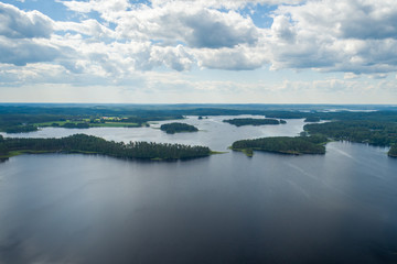 Views from the air of the lakes at Punkaharju Finland