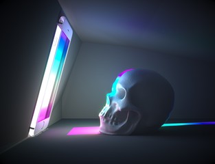skull in front of iphone