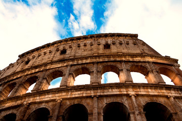Roman Colloseum in Rome, Italy - low angle