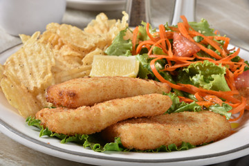 Healthy fish and chips dinner