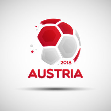 Abstract soccer ball with Austrian national flag colors