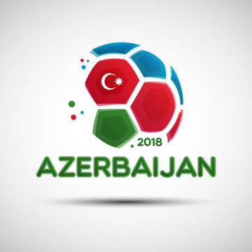 Abstract soccer ball with Azerbaijanian national flag colors