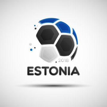 Abstract soccer ball with Estonian national flag colors