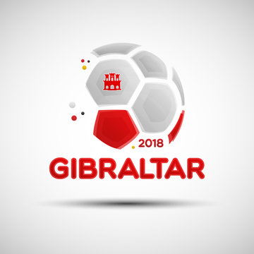Abstract soccer ball with Gibraltarian national flag colors