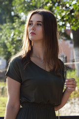 Fototapeta premium the face of a young pretty girl with long hair