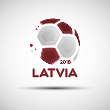 Abstract soccer ball with Latvian national flag colors