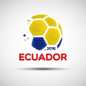 Abstract soccer ball with Ecuadorian national flag colors
