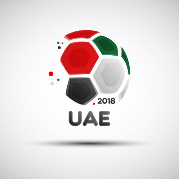Abstract soccer ball with United Arab Emirates national flag colors