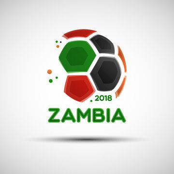Abstract soccer ball with Zambian national flag colors