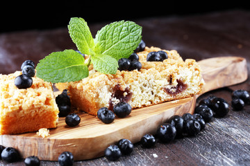 blueberry cake. homemade delicious blueberry cake for dessert.