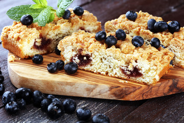 blueberry cake. homemade delicious blueberry cake for dessert.