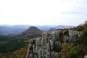 View of the autumn rocks of Crimea.