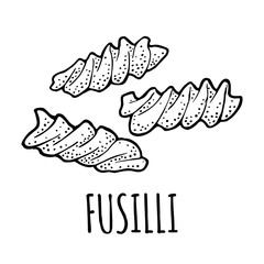 Pasta fusilli. Vector vintage engraving black illustration