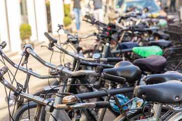 Fototapeta na wymiar bicycle parking in muenster city westfalen