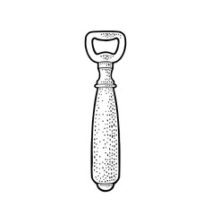 Beer bottle opener. Vintage black vector engraving illustration.