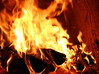 Burning fire in the stove