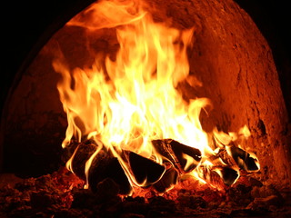 Burning fire in the stove