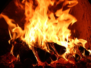 Burning fire in the stove