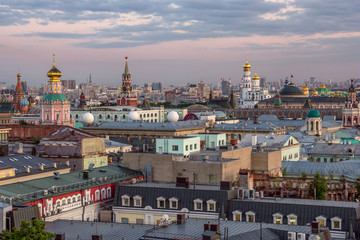 Naklejka premium top evening view of Moscow Kremlin