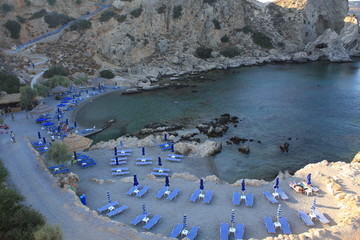 Grand blue beach in Stegna on Rhodes island in Grecce.