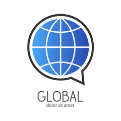 Logotipo GLOBAL en burbuja con mundo en azul y gris