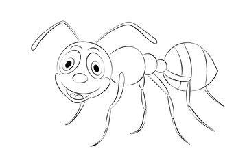 Sketch happy ant coloring books for children.