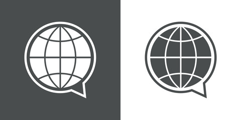 Logotipo burbuja con mundo en gris y blanco © teracreonte
