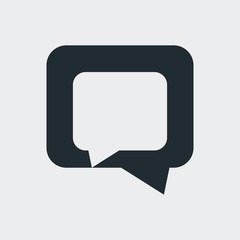 Logotipo conversacion con burbuja cuadrado en espacio negativo en fondo gris