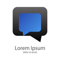 Fototapeta premium Logotipo conversacion con burbuja cuadrado en gris y azul