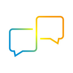 Fototapeta premium Logotipo conversacion con burbujas lineal en degradado azul y naranja