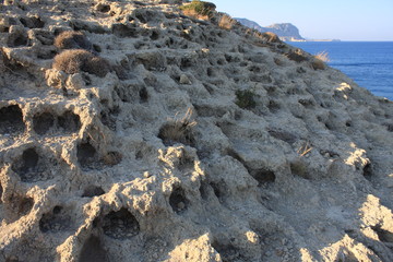 landscape of bare hill on a mountain