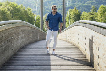 Elegant businessman walking