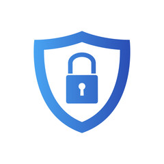 Logotipo escudo con candado en color azul