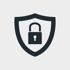 Logotipo escudo con candado en fondo gris
