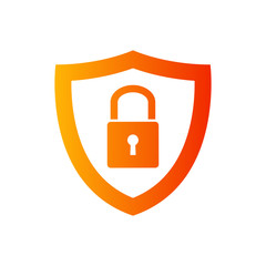 Logotipo escudo con candado en color naranja