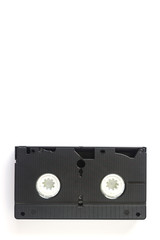 Videocassette isolated on white background. View from above.