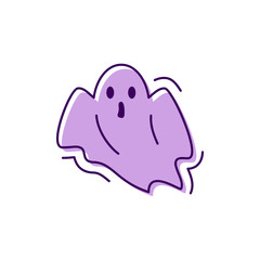 Ghost icon Halloween. Facial expression horror, Spook, Phantom sign. Thin line art design, Vector outline illustration