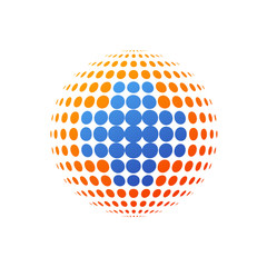 Logotipo sanidad global con cruz en circulos azul y naranja © teracreonte