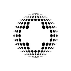 Logotipo sanidad global con cruz espacio negativo en circulos negro © teracreonte
