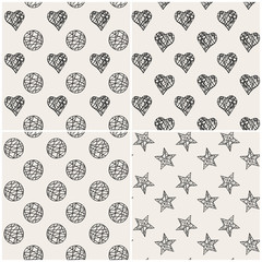 Print set with hearts, stars and circles.