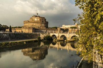 Fototapeta premium Angels bridge and castle in Rome Italy