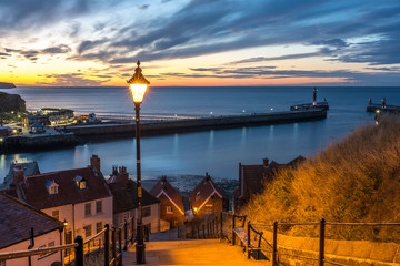 199 Steps Whitby, North Yorkshire, UK at Sunset