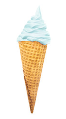 Blue Soft Serve in a Waflle Cone